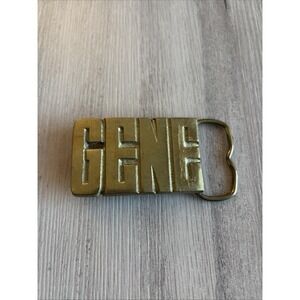 New Brass Gene Eugene Geno Genesis Name Tag Hippie 70s NOS Vintage Belt Buckle